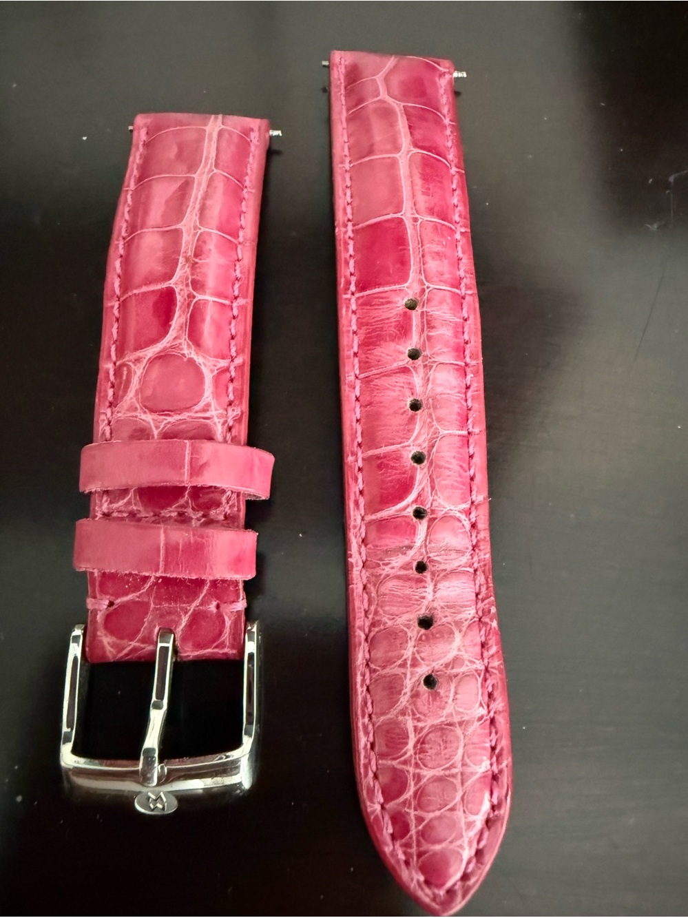 Michele Pink genuine, alligator Leather Watch Strap 18mm